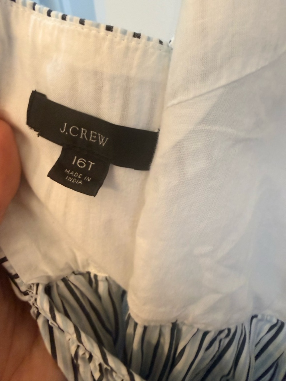J. Crew Navy & White Striped Tie-back Tiered Sundress 16 TALL 100% cotton - Picture 6 of 7